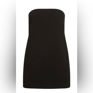 Black strapless crepe satin dress